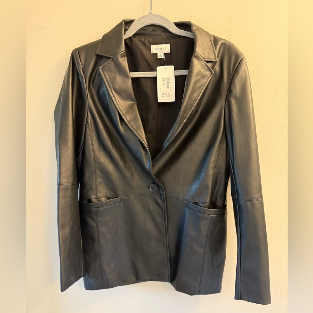 Evereve Charcoal FAUX Leather Blazer